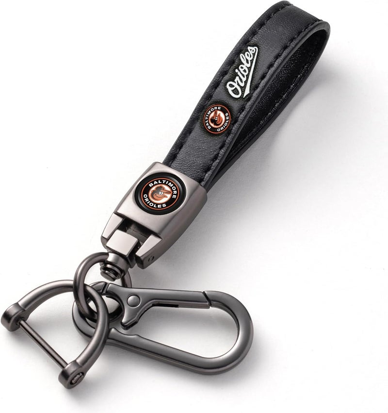 EMIJOY Car Keychain Keyring for Baltimore Orioles Baseball Fans,Orioles Accessories Women/Men's Keychains for Vehicles,Leather Key Ring Lanyard for Car Key Fob Holder,Key Fob Keyring Replacement - Image 1